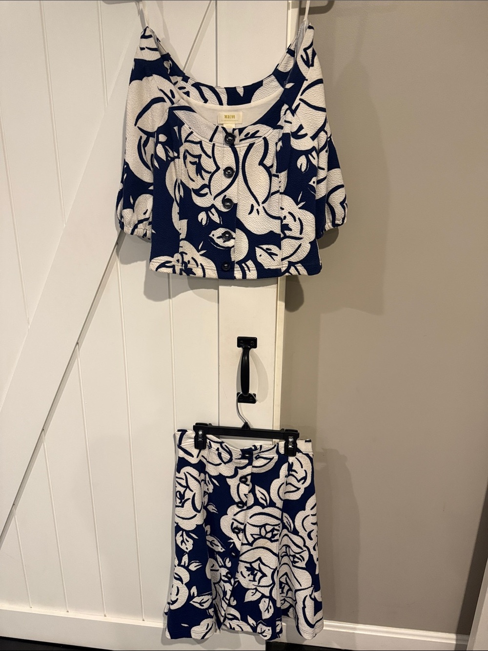Maeve by Anthropologie - Two-Piece Navy and White Floral Set